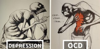 Artista cria ilustrações chocantes que mostram o que são os transtornos mentais