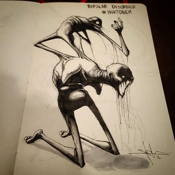 revistaprosaversoearte.com - Artista cria ilustrações chocantes que mostram o que são os transtornos mentais