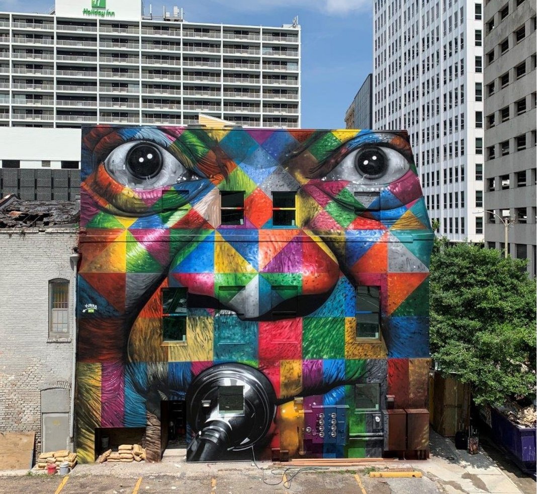 Kobra faz mural em homenagem a Louis Armstrong em New Orleans