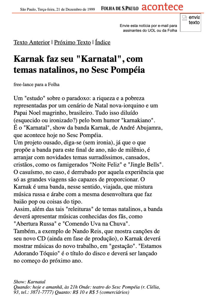 Selo Sesc lança álbum 'Relicário: Karnak (ao vivo no Sesc 1999)' revistaprosaversoearte.com - Selo Sesc lança álbum 'Relicário: Karnak (ao vivo no Sesc 1999)'